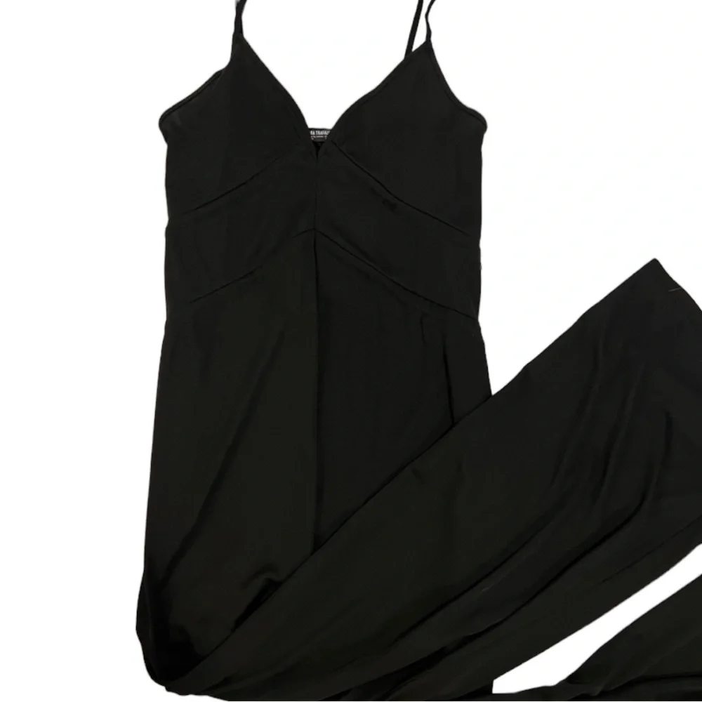 Zara Wide Leg Jumpsuit Size‎ S V Neck Slinky Rave Festival Club Party Strappy